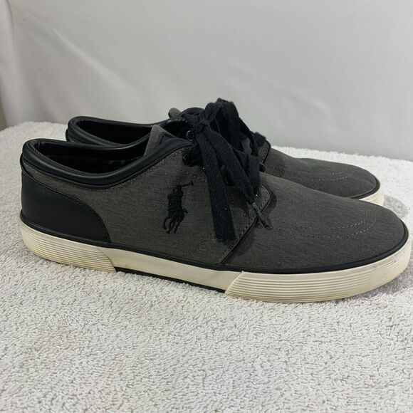 Polo Ralph Lauren Faxon Low Sneaker Shoes Men’s Size 10 Gray - Picture 2 of 7